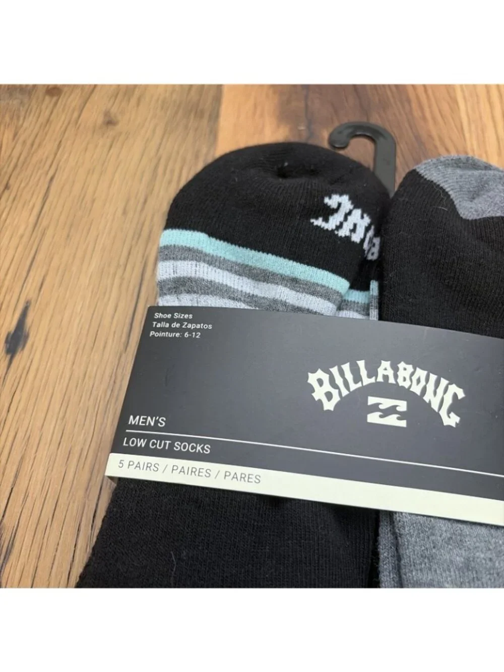 Men’s Billabong Low Cut Socks Assorted Design  5 Pairs Beachy Skater